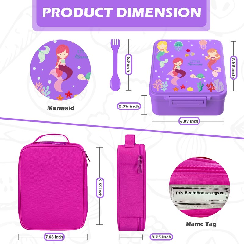 WAKSOX Bento Lunch Box for Kids Lunch Containers 4 Compartments