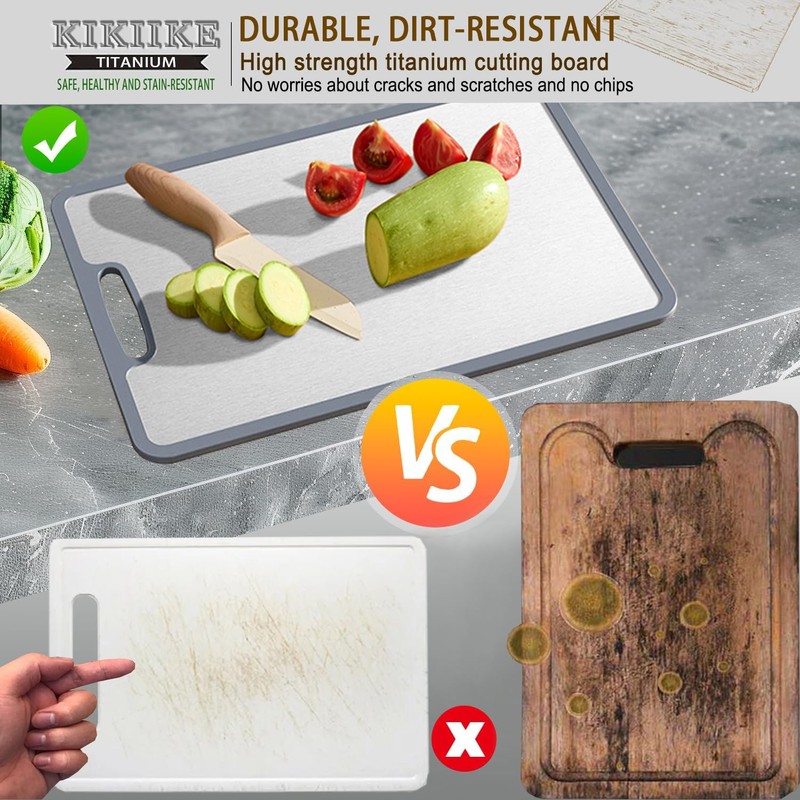 Titanium Cutting Board Double-sided non-slip silicone edging Pure Titanium Cutting