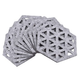 sourcing map Felt Coasters, 12pcs Hexagonal Pad Coaster for Drink Cup Pot Bowl Vase, Light Grey