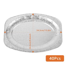 GOYADA 40 Pack Disposable Aluminium Foil Platters for Party Food, 14" Large Foil Trays for Food Serving, Oval Foil Platters Buffet Catering Serving Platters for Parties, Freezer Oven Safe 35x25cm