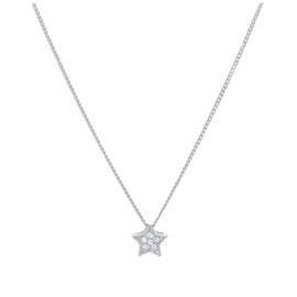 jewellerybox Sterling Silver CZ Floating Star Necklace 20 Inches