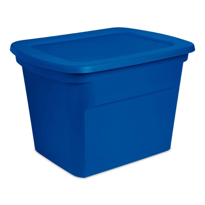 Sterilite 18 Gallon Plastic Stackable Storage Tote Container Box, Blue