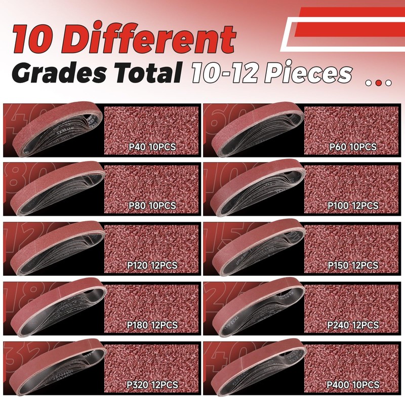 STEBRUAM Sanding Belt 40 x 760 mm,10PCS 80 Grit