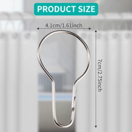 30PCS Shower Curtain Rings, Curtain Hangers Hanging Shower Clips,Stainless Steel Metal Rust Proof Decorative Hooks Loop for Bathroom Bedroom Kitchen Curtain Rods