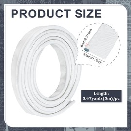 BENECREAT 5m/5.5 Yards White Awning Rail Piping, 8mm Double Flap Awning Tent Piping Insert with Solid PVC Core for Rv, Tarps, Camping Tent Accessories