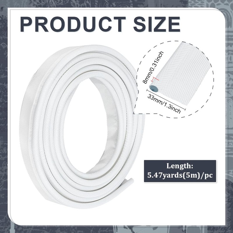 BENECREAT 5m/5.5 Yards White Awning Rail Piping, 8mm Double Flap