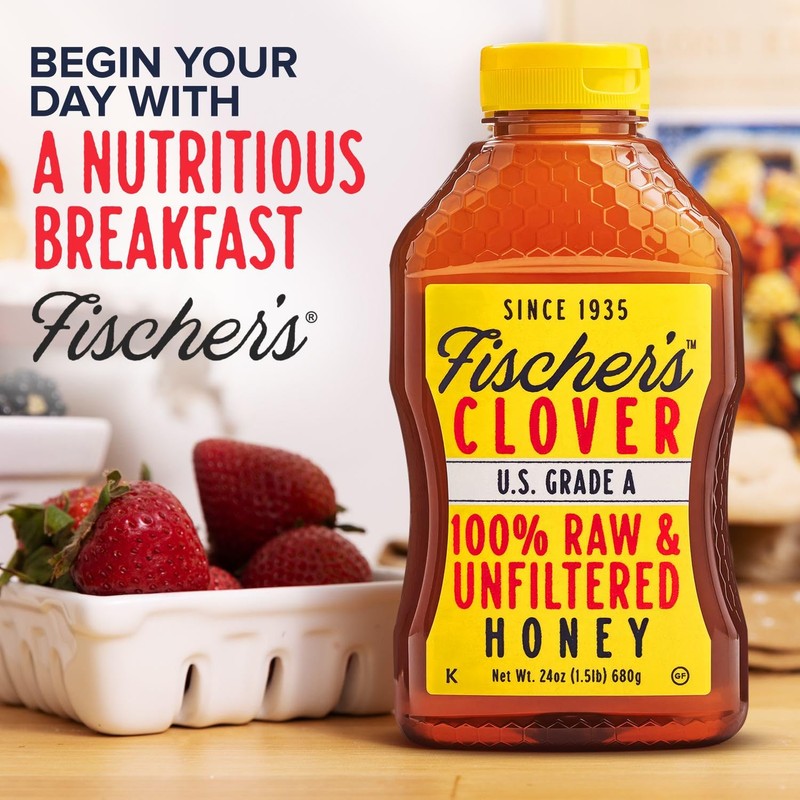 Fischer's 100% Pure Clover Honey, 40 oz – Unfiltered Raw