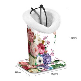 Fintie Plush Lined Eyeglasses Holder with Magnetic Base- Premium Vegan Leather Glasses Stand Case, Flower Festival