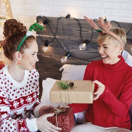 9 Pairs Christmas Earrings Set for Women Holiday Dangle Earrings Christmas Tree Jingle Bells Candy Bow Reindeer Earrings Cute Christmas Jewelry Gift