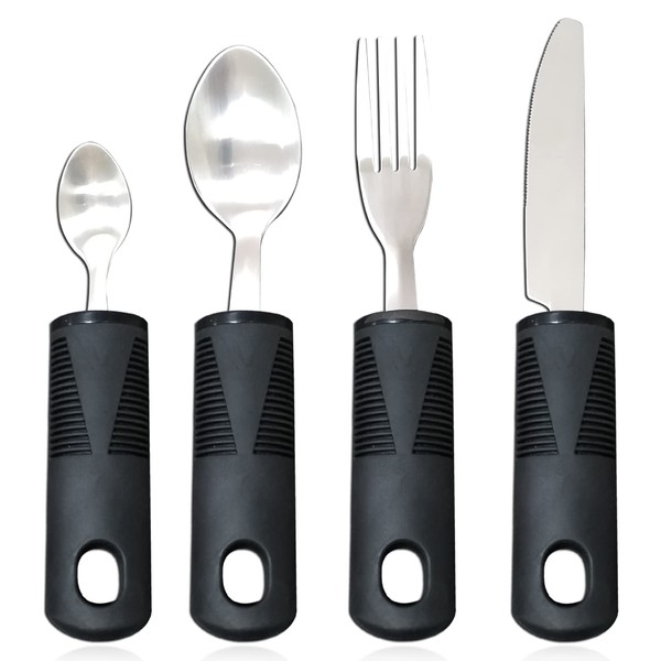 Easy Grip Cutlery Set, 4 Pieces, Non-Slip Handles Cutlery Set,