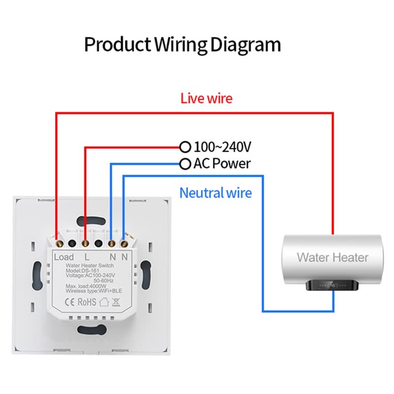 Lancoon Water Heater Switch Wireless APP Voice Sensitive Touch Screen
