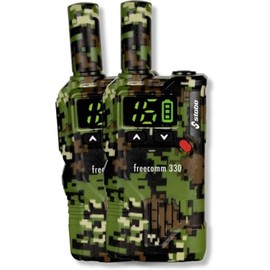Stabo Elektronik Freecomm 330 20330 Radio Mobile Phones Set of 2 Camouflage Green 2 Radios with LCD Display Walkie Talkies for Short Distances