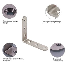 4 pieces stainless steel corner code, angle brackets, stainless steel L-shaped brackets, corner braces with screws, right angle bracket (three holes)