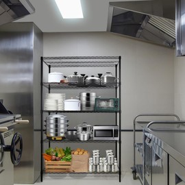 REGILLER 5-Wire Shelving Metal Storage Rack Adjustable Shelves,17.7" D×47.3" W×72.3" H Standing Storage Shelf Units for Laundry Bathroom Kitchen Pantry Closet