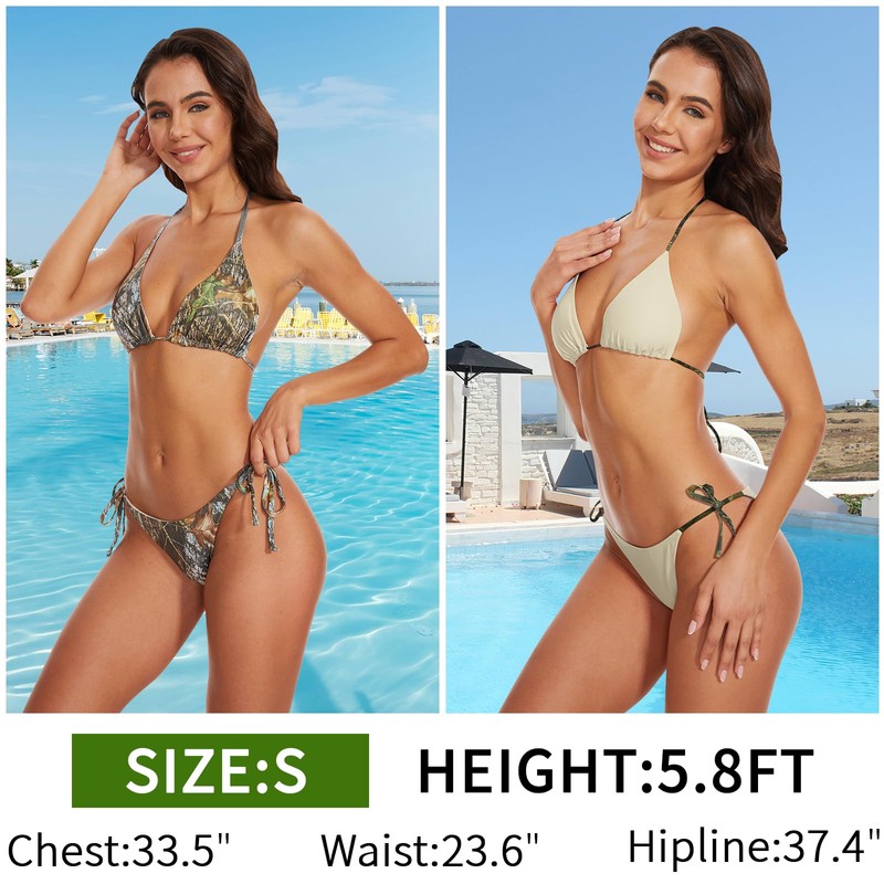 Jonathan Swim Women Camo Bikini Sets with Padded Top Tie
