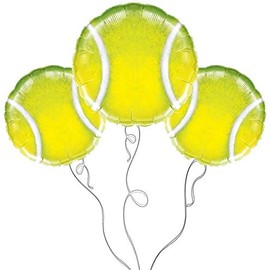 DalvayDelights Tennis Yellow Ball (3) 18" Sports Wimbelton Pro Birthday Party Mylar Balloons