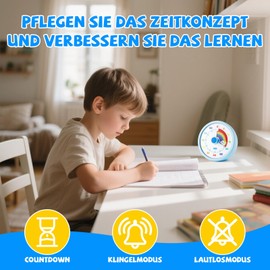 SIMQELLI Kinder Visueller Timer, 60 Minuten Countdown, Lautlos, Regenbogenmuster, für Lernen, Prüfungen & Kochen (Blau)