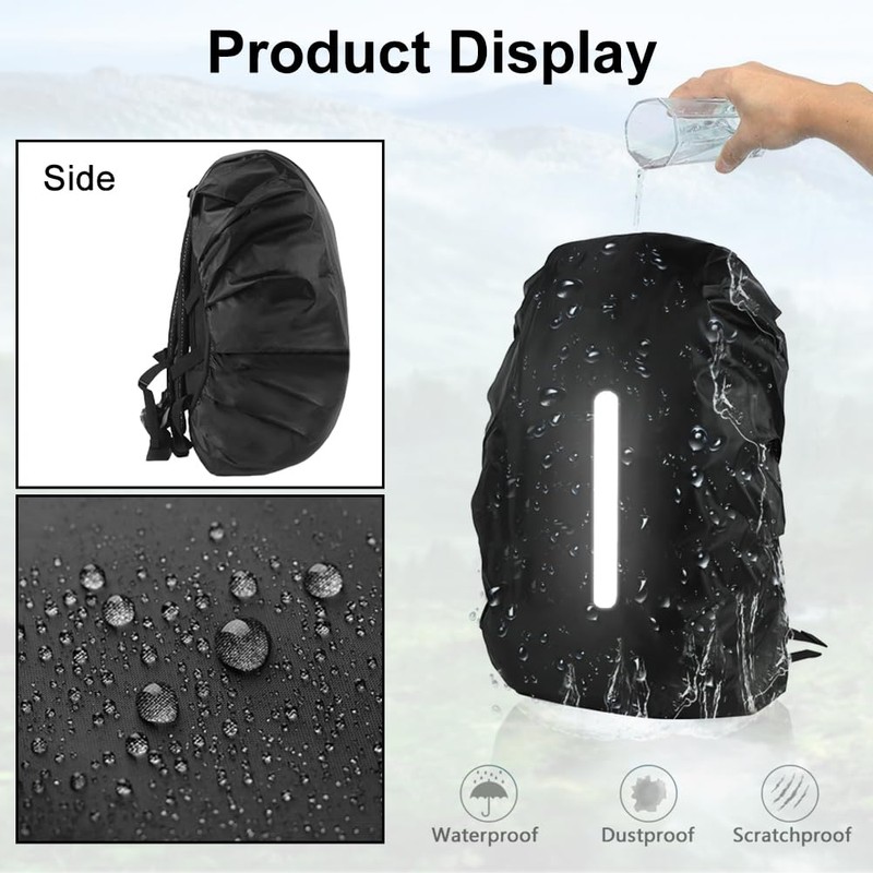 flintronic Rain Cover for Backpacks with Reflective Strips (40-50L), 2