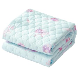 Simple Fresh Smooth Cotton Gauze Bed Pad, Single (Blue), 39.4 x 80.6 inches (100 x 205 cm), Cotton, Gauze, For Spring, Summer, Autumn, With Elastic Band