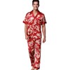 ZUEVI Men's Silk Satin Short Sleeve Pajamas Set Dragon Pattern