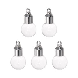HARFINGTON 5pcs Name on Rice Glass Vial Pendant 6mm Width Ball Shape Screw Cap Pendant Clear Vial Necklace Hanging Wish Bottles for Liquid Sand Ashes DIY Pendant Craft Souvenirs