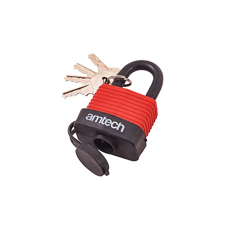 Amtech T0745 40mm Weatherproof Padlock Black & Red