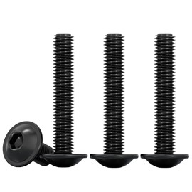 Drenky 20 Pcs Black Flanged Button Head Screws 304 Stainless Steel Pan Head Screws M5 X 35mm Fully Thread Machine Screws with Flat Head, Rustproof, Rounded Head Screws with Flange And Hexagon