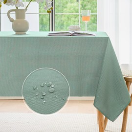 Softalker Rectangle Weaved Texture Pattern Tablecloth,Shiny Jacquard Waterproof Wrinkle Free Spill-Proof Washable Table Cloth for Holiday Party Dinner - 60 x 120 Inch,Sage Green