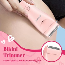 ENSSU Pink Electric Bikini Trimmer for Women – 2-in-1 Waterproof Pubic Hair & Brazilian Shaver with LED Display, 3 Combs & Travel Bag