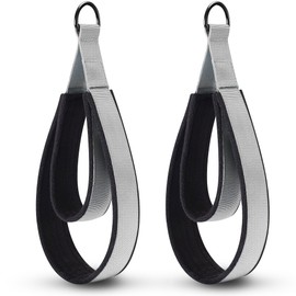 2PCS Pilates Double Loop Strap for Reformer Fitness D-Ring Straps Handle, Yoga Pilates Equipmen D-Ring Exercise Strap for Gym Workout Home(Silvery Gray)