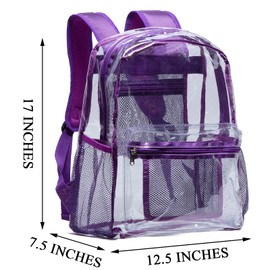 Vorspack Clear Backpack Heavy Duty PVC Transparent Backpack with Reinforced Strap for Work - Purple