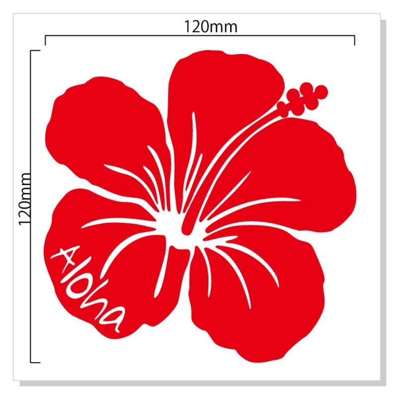 nc-smile Hawaiian Sticker Hibiscus Aloha (A, Red)