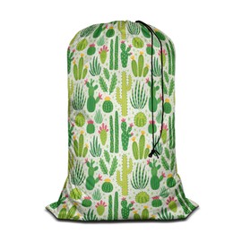 Swono Cactus Large Dirty Clothes Laundry Bag for Laundry Basket Hamper, Green Cacti Desert Plants Tropical Plant Machine Washable Dirty Clothes Organizer, Oxford Cloth, 28x40 Inch