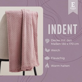 ESSEX - Cuddly Blanket Indent, 130 x 170 cm, Blanket, 100% Polyester, Sofa Blanket - Pink