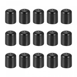 sourcing map 15 Pack 20 mm Protector Rubber End Caps Cover for Screw Furniture Pipe Black