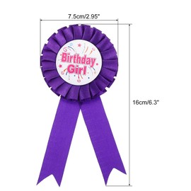 PATIKIL Birthday Girl Ribbon,Purple Satin Fabric Birthday Women Tinplate Badge Pin,Happy Birthday Princess Party Button Pins,Girls Brooches for Party Decoration, Purple