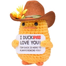 Mwmoeen Pocket Hug Positive Ente Cowboyhut, Positive Duck Strickwolle Ente, Emotionale Unterstützung Enten Geschenke Party-Dekoration Familie Freunde Geschenk Kleines Geschenk für Freundin
