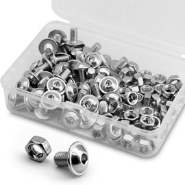 (50 pcs) M5 x 10mm Hex Socket Screws with Flange and Nuts Set 304 Stainless Steel Pan Head Screws