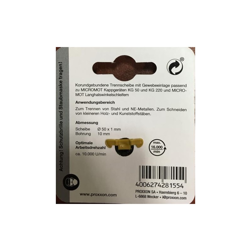 Proxxon 5 x 50 x 1 x 10mm Corundum Bound