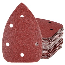 HYCHIKA Delta Sander Sandpaper Triangle Sandpaper 60 Pieces 6 Hole Sandpaper (140 x 140 x 90 mm) Grit 60/80/100/120/180/240 Velcro Sanding Triangles Sandpaper for Delta Sander/Multi Sander