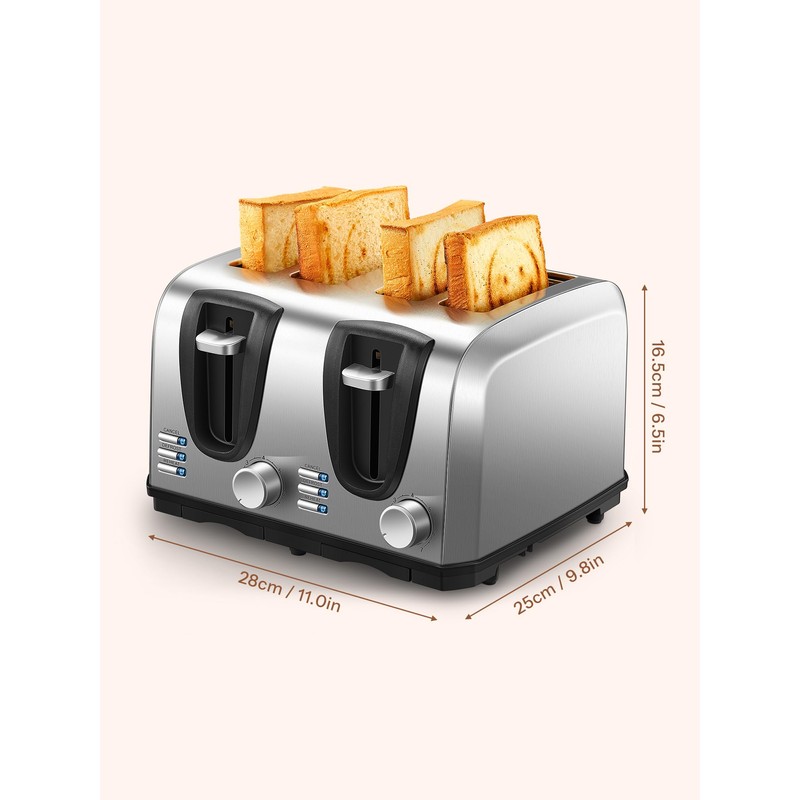 Yabano 4 Slice Toaster, Toaster with Extra Wide Slot and