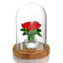 Glass Display Dome Cloche with Wooden Base Clear Decorative Glass Dome Display for Plants,Heirlooms,Present(5.19*3.9IN)