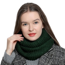 DonDon Winter Scarf for Women Loop Snood Knitted knit neck warmer knitting pattern - Green