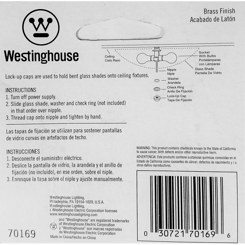 Westinghouse Lamp Lock-Up Caps, Brass