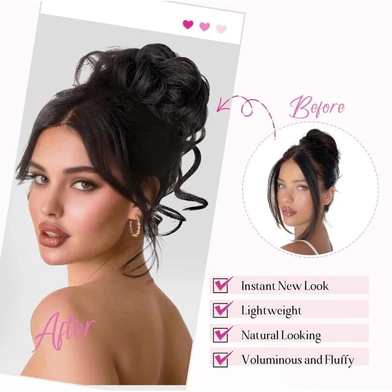 Claw Clip Messy Bun Scrunchy Synthetic Hair Extensions for Women