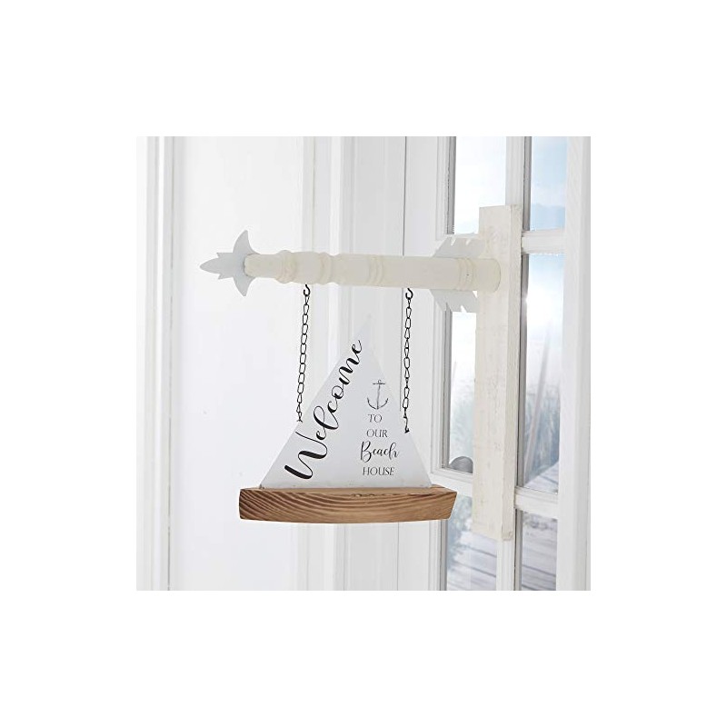 K&K Interiors 17080F-AR 10.5 Inch Enamel & Wood Sailboat Arrow