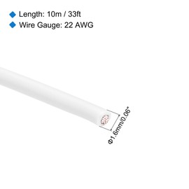 sourcing map 22AWG Stranded PVC Hookup Wire 10M/33ft White, Electrical UL1007 Spool Tinned Copper Wire for Internal Connecting, Marine