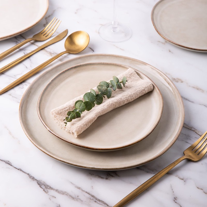 AmorArc Ceramic Plates Set of 6, 8.5 Inch Handmade Reactive