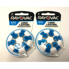 Rayovac TWO (2) 6 Pack Hearing Aid Batteries - Size 675 BRAND NEW Expires 2025