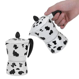 Cafetera de Aluminio, Cafetera, Col Rafe de Vaca Lechera, Cafetera Segura y Cómoda de Usar para Cafetería Casera (3 Tazas de Vaca (3 tazas de color vaca 150ML)